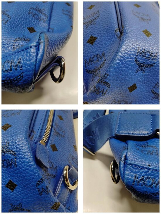 Authentic MCM Stark Blue Visetos Leather Backpack Unisex Designer Bag main image 5